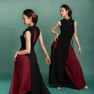 华丽独秀古典舞练功服古风爵士新中式旗袍上衣修身显瘦舞蹈演出服