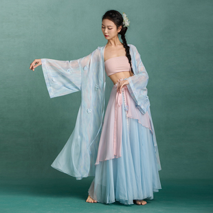 华丽独秀古典舞练功服纱衣外披飘逸显瘦仙气新中式舞蹈形体演出服
