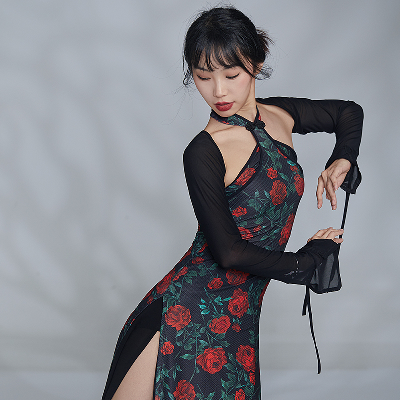 华丽独秀古典舞古风爵士旗袍显瘦形体服现代舞蹈练功服新中式服装