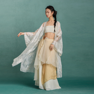华丽独秀古典舞练功服飘逸古风爵士舞蹈演出服新中式 汉服纱衣外披