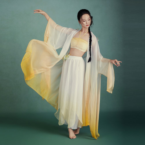 华丽独秀古典舞纱衣外披破烂袖套装古风爵士汉服显瘦舞蹈服演出服