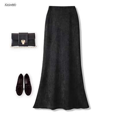 雪尼尔a字半身裙女2025新款秋冬鱼尾裙高腰修身显瘦爆款包臀裙