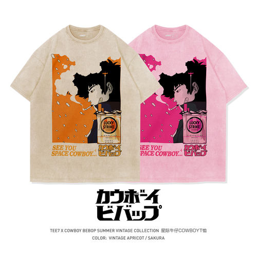 TEE7-星际牛仔斯派克水洗宽松T恤