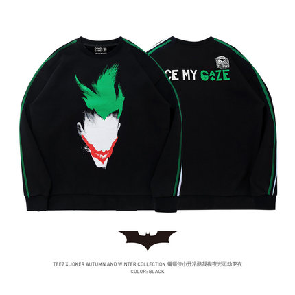 TEE7-DC漫画蝙蝠侠小丑夜光圆领卫衣抽象画风落肩宽松秋冬纯棉