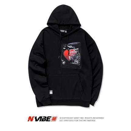 TEE7-清仓赛博朋克ins风塑封心脏连帽卫衣秋冬纯棉宽松连帽外套