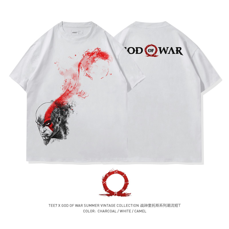 TEE7-战神奎托斯水洗做旧短袖T恤