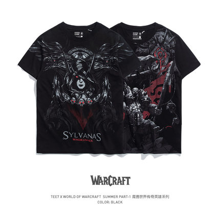 TEE7-清仓魔兽世界希尔瓦娜斯T恤WOW暴雪游戏美式复古纯棉短袖