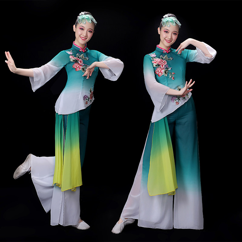 秧歌服腰鼓舞蹈服装女现代广场舞套装民族风扇子舞古典舞演出服