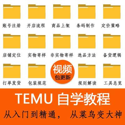 新2023跨境拼多多temu教程电商运营开店注册实操选品培训视频课程