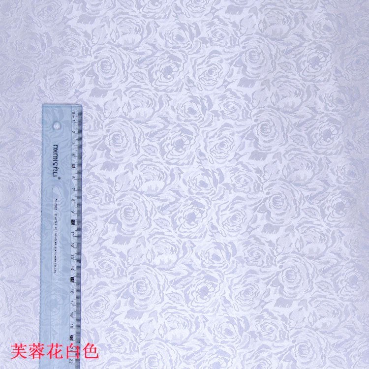 白色礼品包装盒提花布欧式浪漫时尚白色玫瑰花80g/㎡涤纶玩具面料