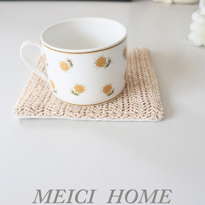北欧ins风双层手工编织桌面吸水加厚杯垫小尺寸锅垫