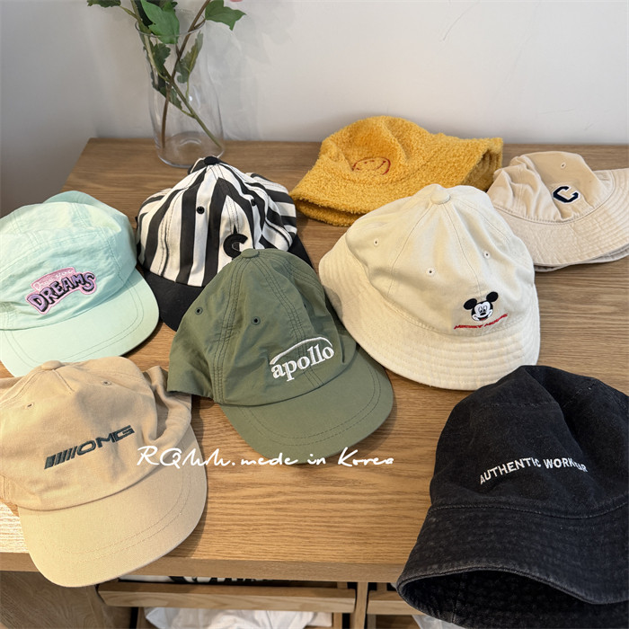 【断码折扣】RQMM韩国童帽四季款糖果色字母鸭舌帽圆顶防晒遮阳帽