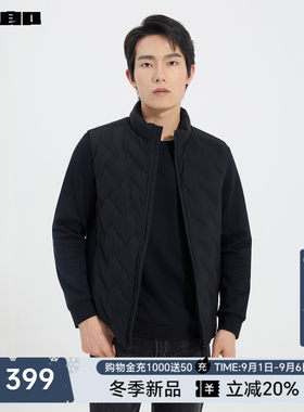 利郎官方立领黑色保暖羽绒服马甲