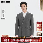 商务男装 利郎官方 上班外套 2026春季 新款 双排扣条纹西服套装 男士