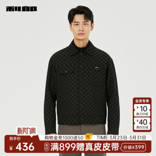 肌理格纹夹克男士 男装 春秋款 休闲翻领短款 外套 新款 利郎官方