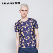 Lilanz/利郎印花短袖T恤男士夏季圆领薄款潮流时尚短袖6XTX6061S