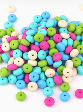 moonpie硅胶算盘珠 隔珠 彩色环保高温水煮可咬车轮珠 婴儿磨牙珠