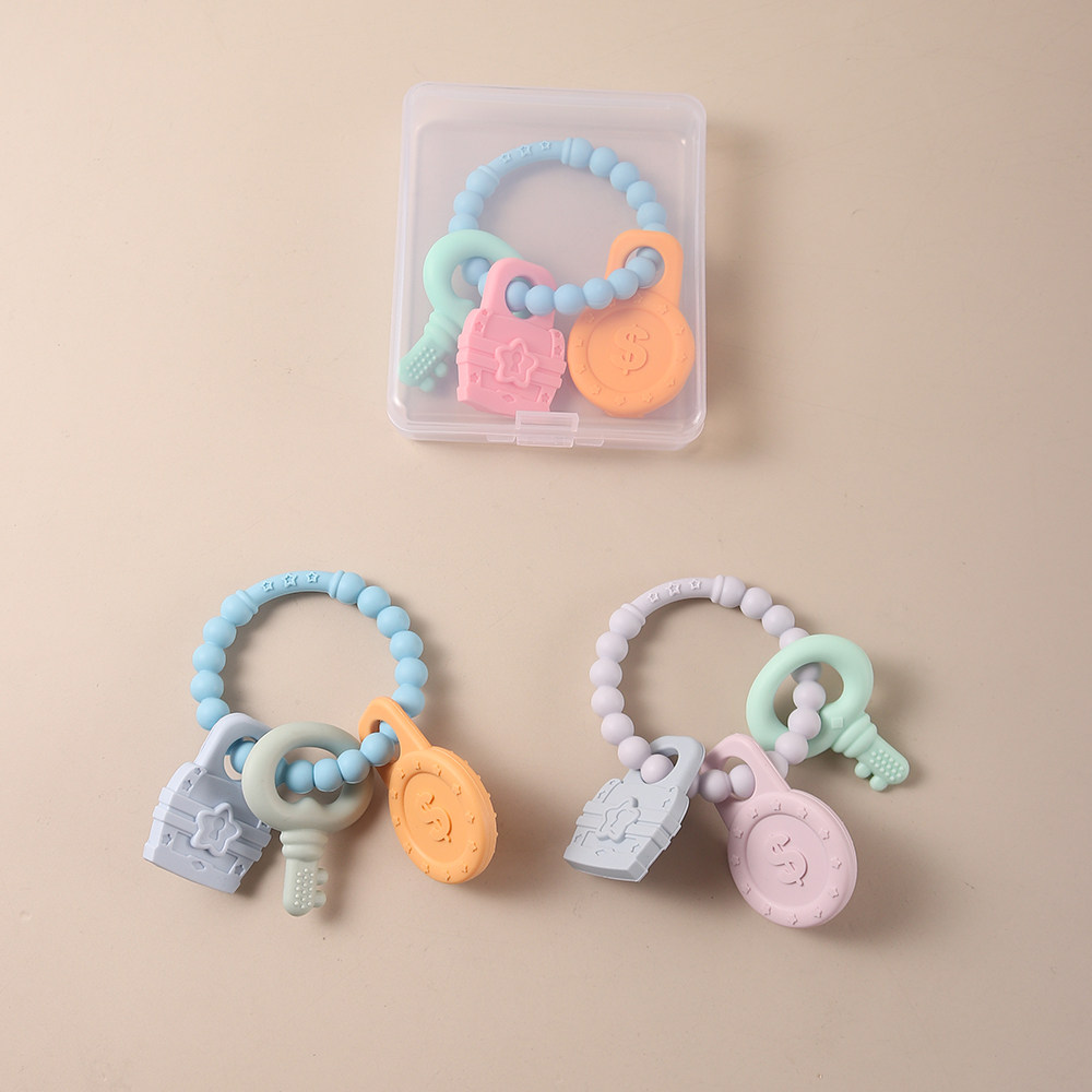 钥匙扣婴儿食品级硅胶钥匙串宝宝磨牙益智玩具牙胶可啃咬,婴童洗护,牙胶,淘宝优惠券,粉丝福利购,淘宝优惠卷