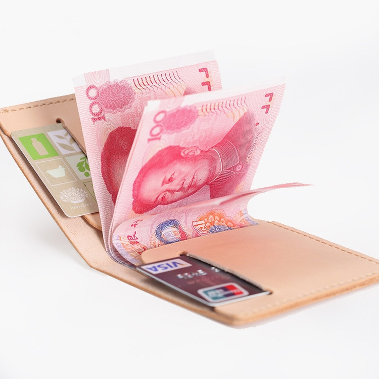 瓦舍革言 原创简约手工钱包植鞣皮原色真皮钱包头层牛皮卡包创意