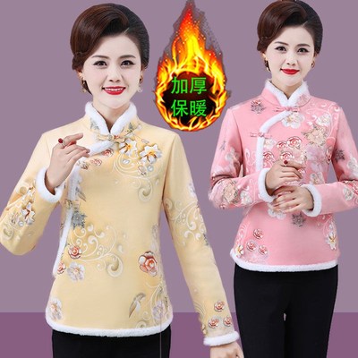复古中国风大码旗袍小花棉袄女装秋冬盘扣棉服上衣网红款外套2025