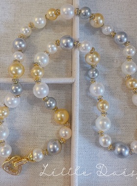 Little Daisy三色千金浪漫时髦知识分子闪闪小众优雅贵妇珍珠项链