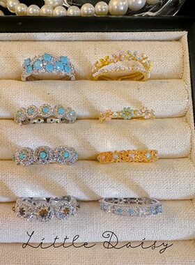 Little Daisy流浪诗人自由主义嬉皮士花卉轻复古日系松石开口戒指