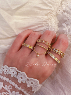 Little Daisy东京少女可调节开口气质戒指拜占庭中古星星日系指环
