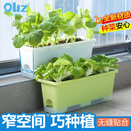 欧林泽窗台窄边种菜盆自吸水花盆