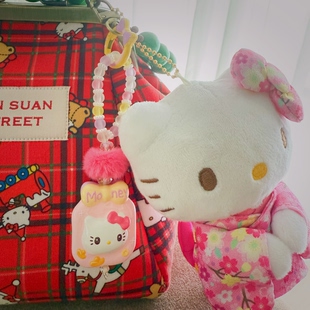 神经手工孤品近我者富手绘御守KT猫高颜值少女心甜美手机链包挂礼