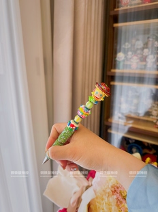 新品 闪闪惹人爱手绘Molly牛仔重彩奶油珠扭扭中性笔 神经手作孤品