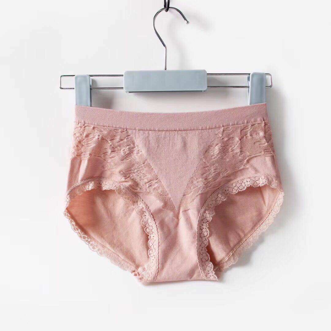 女式甜美纯色内裤三角裤中腰打底裤日系大码青年无痕