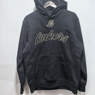 外贸尾单秋冬款加绒加厚连帽卫衣湖人 马刺刺绣 印花宽松连帽卫衣