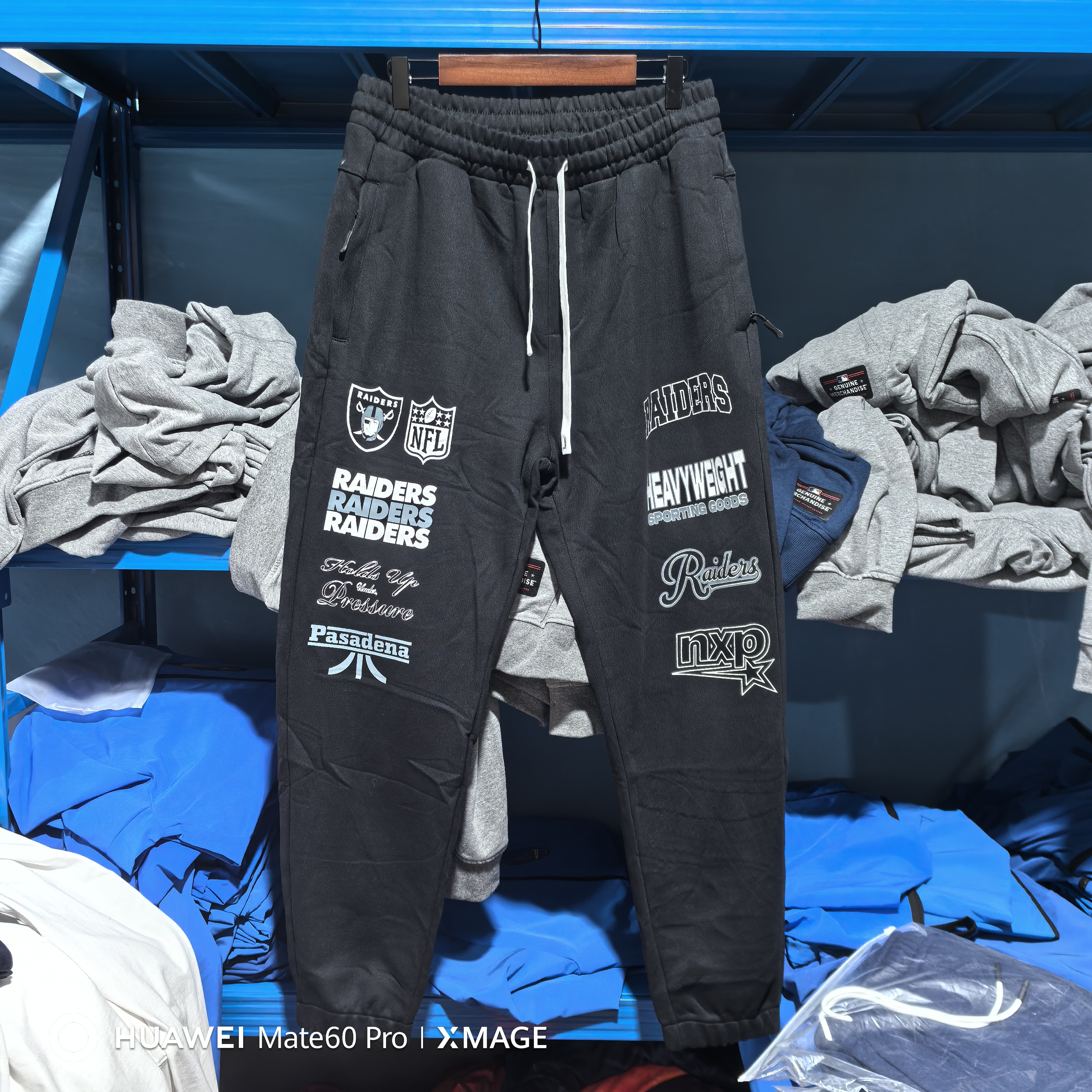 北美橄榄球突袭者队重磅毛圈束脚卫裤NXP高端印花西海岸潮宽松版