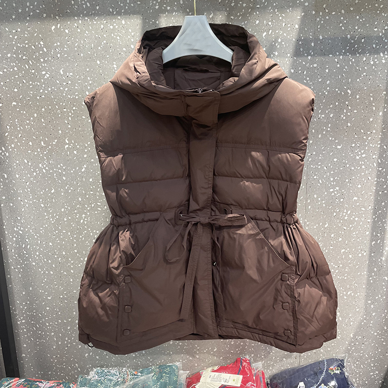 中长款连帽鹅绒服保暖马夹外套女