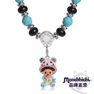 Monchhichi萌趣趣锁骨链饰品黑天鹅仿绿松石项链女礼物N070C0129