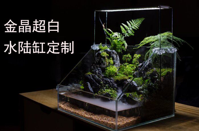 水陆鱼缸定做 金晶超白玻璃 乌龟缸 水陆缸 包邮厂家直销