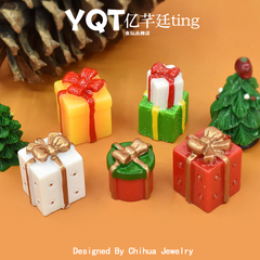 YQT微缩食玩圣诞节礼盒diy奶油胶树脂配件直播DIY饰品配饰摆件