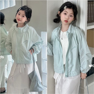 2026吾束春夏女童小清新立领薄外套中大童轻薄防晒衣有内衬33591