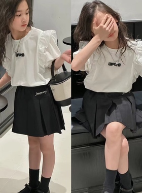 牛哆哆夏款女童泡泡袖韩版公主短袖T恤气质淑女风上衣68062