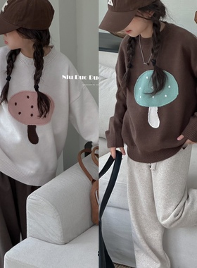 牛哆哆毛衣秋冬韩版宽松羊绒衫女童磨菇柔软套头针织衫13099