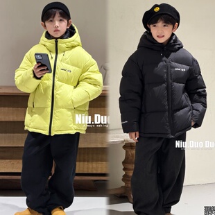 牛哆哆童装2025冬季款男女童休闲连帽羽绒服保暖加厚面包服55375