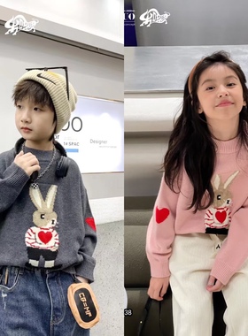 牛哆哆冬款女童小兔子羊绒衫韩版中大童半高领打底毛衣17938