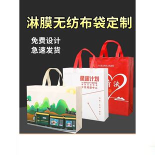 无纺布手提袋定制彩色淋膜环保购物培训班图文店无纺布袋定做logo