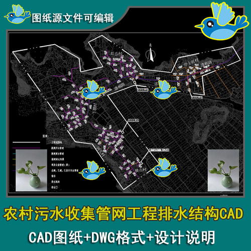 农村污水收集管网工程全套CAD图（ 排水 结构）_dwg