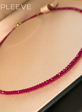 培育红宝石！实验室培育鸽血红宝石切面超细项链锁骨链本命年红绳