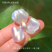 双色淡彩宝紫黄一款 小苍兰 可拆卸珠光花瓣花蕊耳钉 两戴设计师