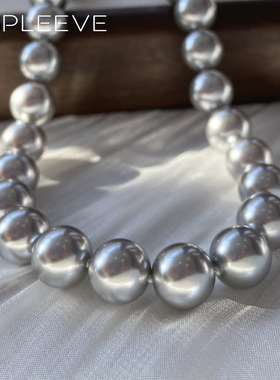 全进口配件!大溪地铂金灰珍珠项链进口施家616棉线打结s925纯银扣