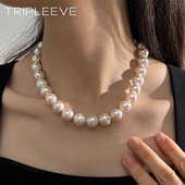 天然澳母贝珍珠项链青粉光澳白轻奢正圆伴彩全亮面Akoya极光天女