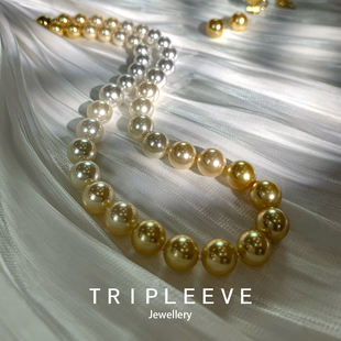 流光溢彩！南洋金珠澳白渐变珍珠项链人造海水白金混彩白蝶皇后