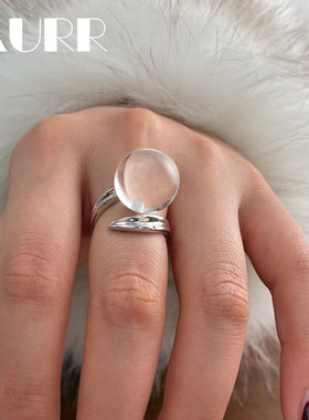 通体s925银戒托纯净至美白水晶